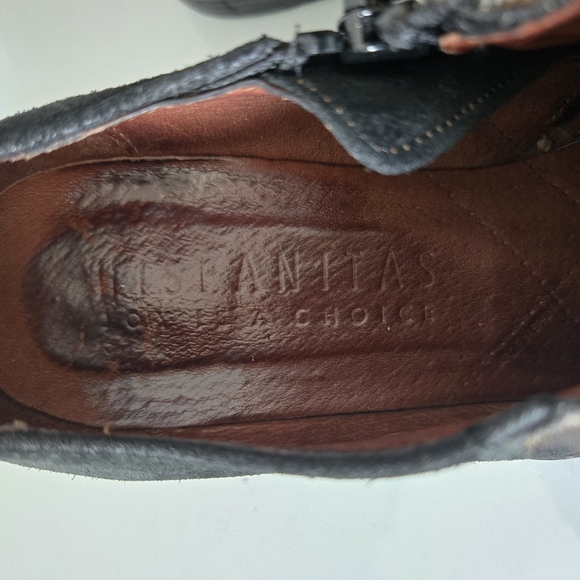 HISPANITAS Leather/Patent Leather/ Fur Black/Leopard Print Block Heel Shoes.40 - Picture 11 of 12